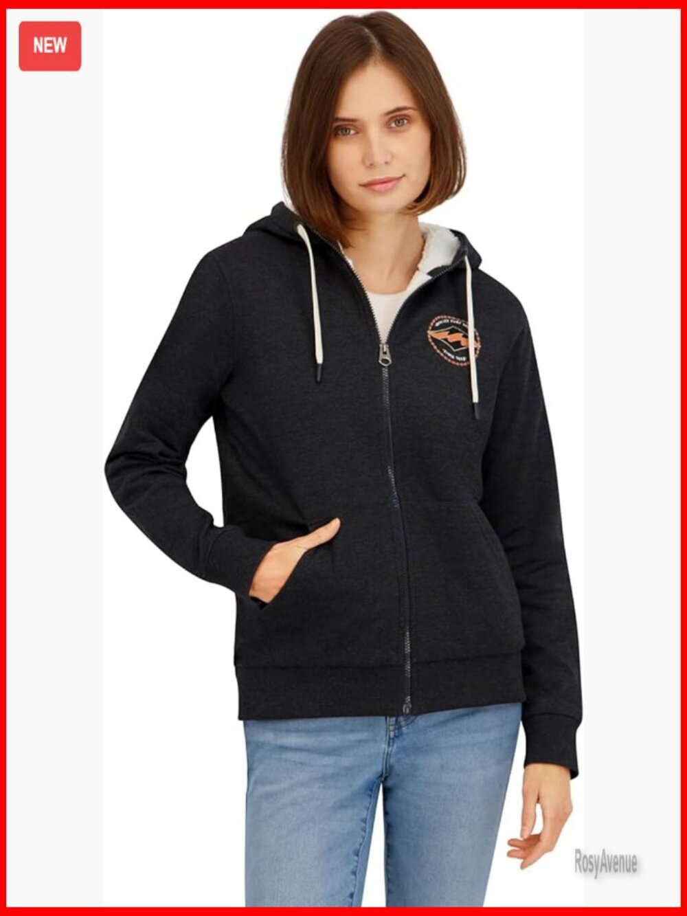 Women's Full Zip Sherpa Lined Hoodie Jacket Fleece Outerwear